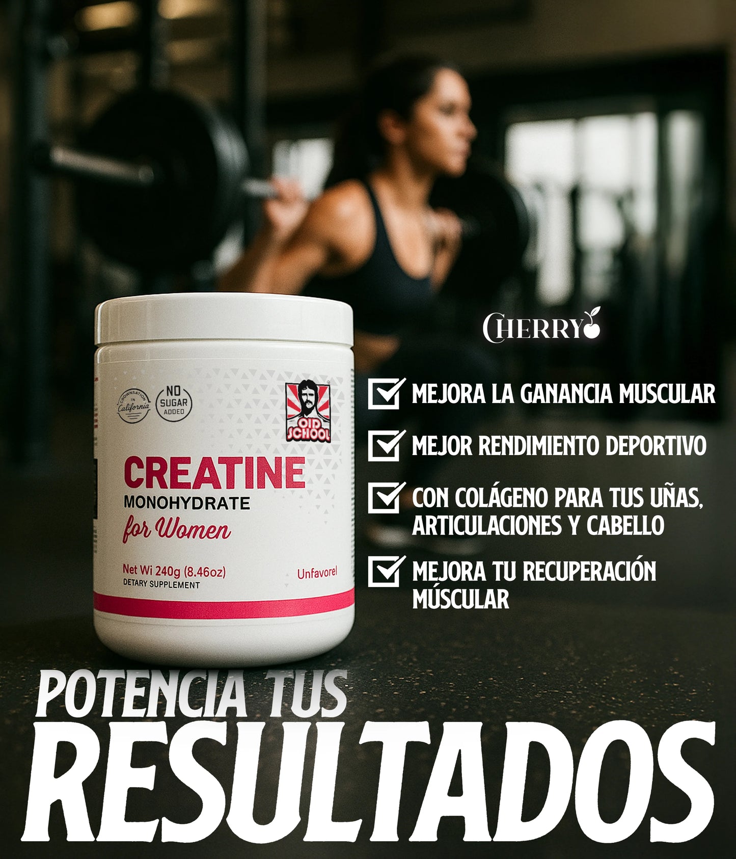 Creatina para Mujeres "Old School" – Con Colágeno, Aminoácidos y Glúteos de Acero